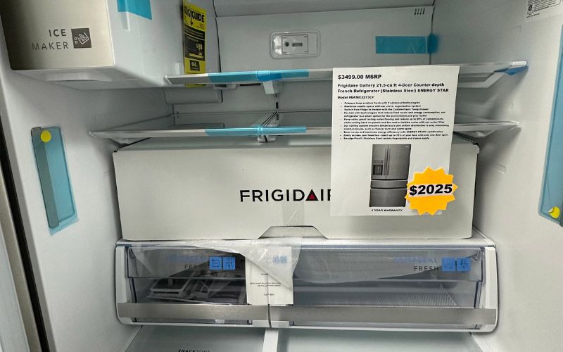 Inside of a Frigidaire refrigerator, a top kitchen appliance brand.