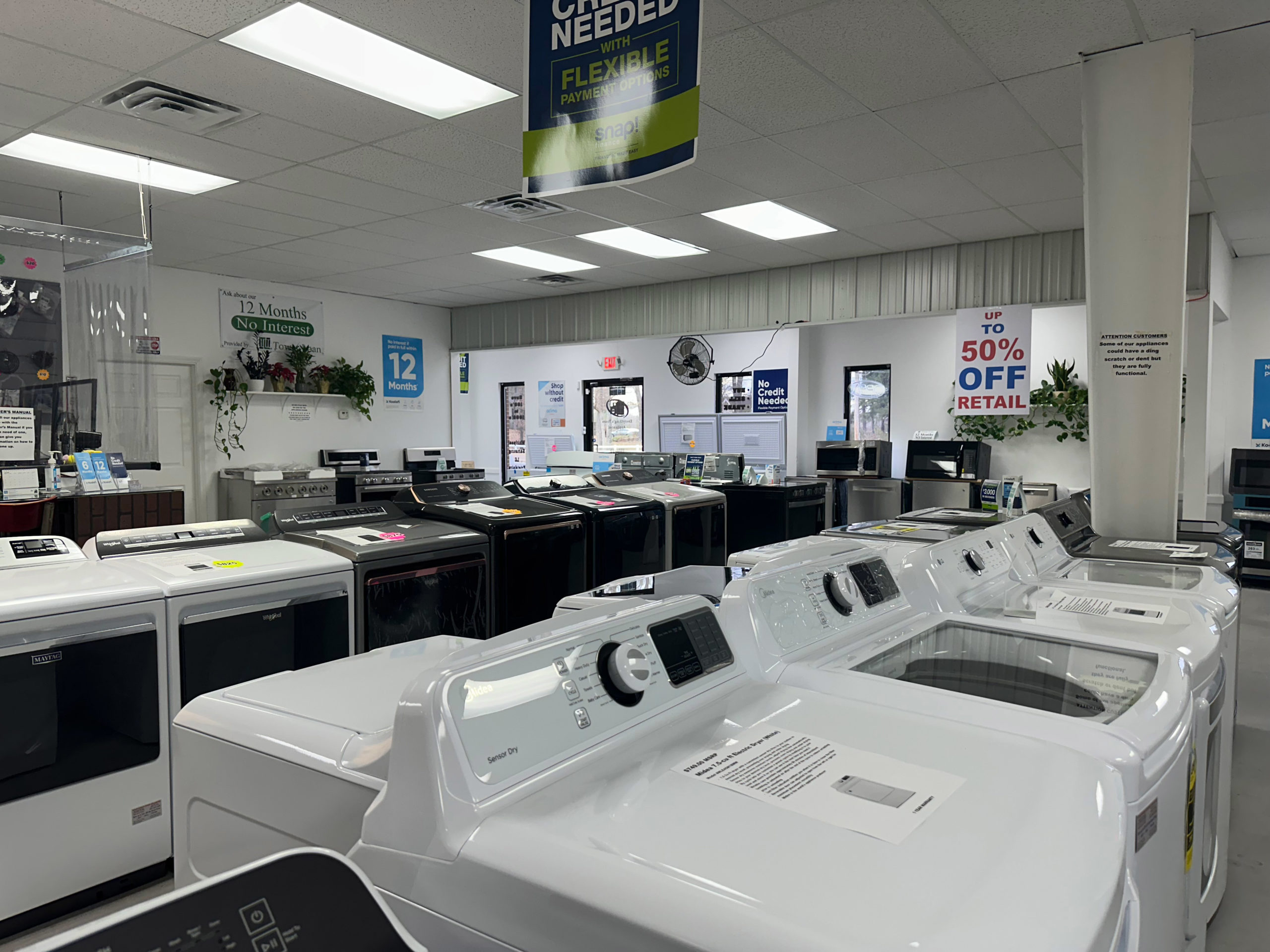 Selection of discount name brand appliances.